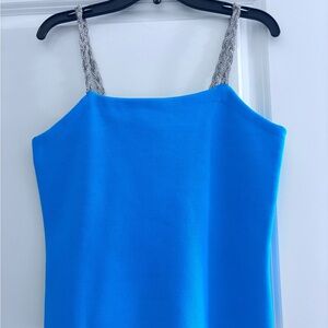 Stunning House of Harlow 1960 Blue Crop Top with Silver Rhinestones Straps